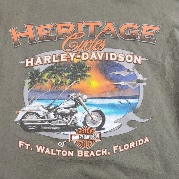 VTG Harley Davidson Shirt Mens Large Ft Walton Florida USA Made Heritage Cycles - Picture 8 of 9